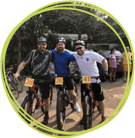 Rob and friends about to cycle in India